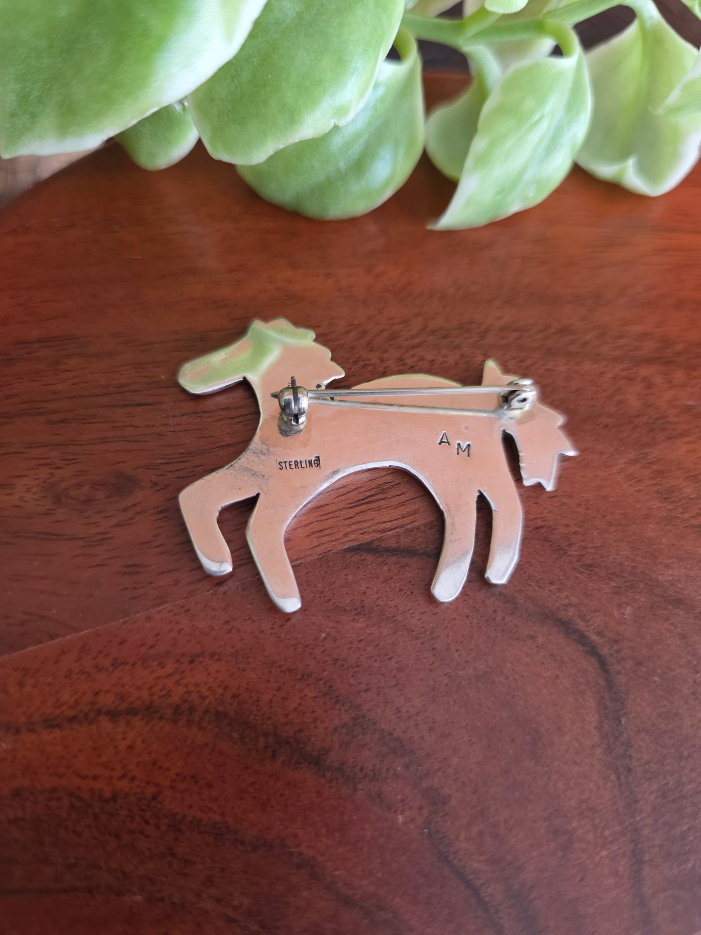 Navajo Stamped Sterling Silver Horse Pin
