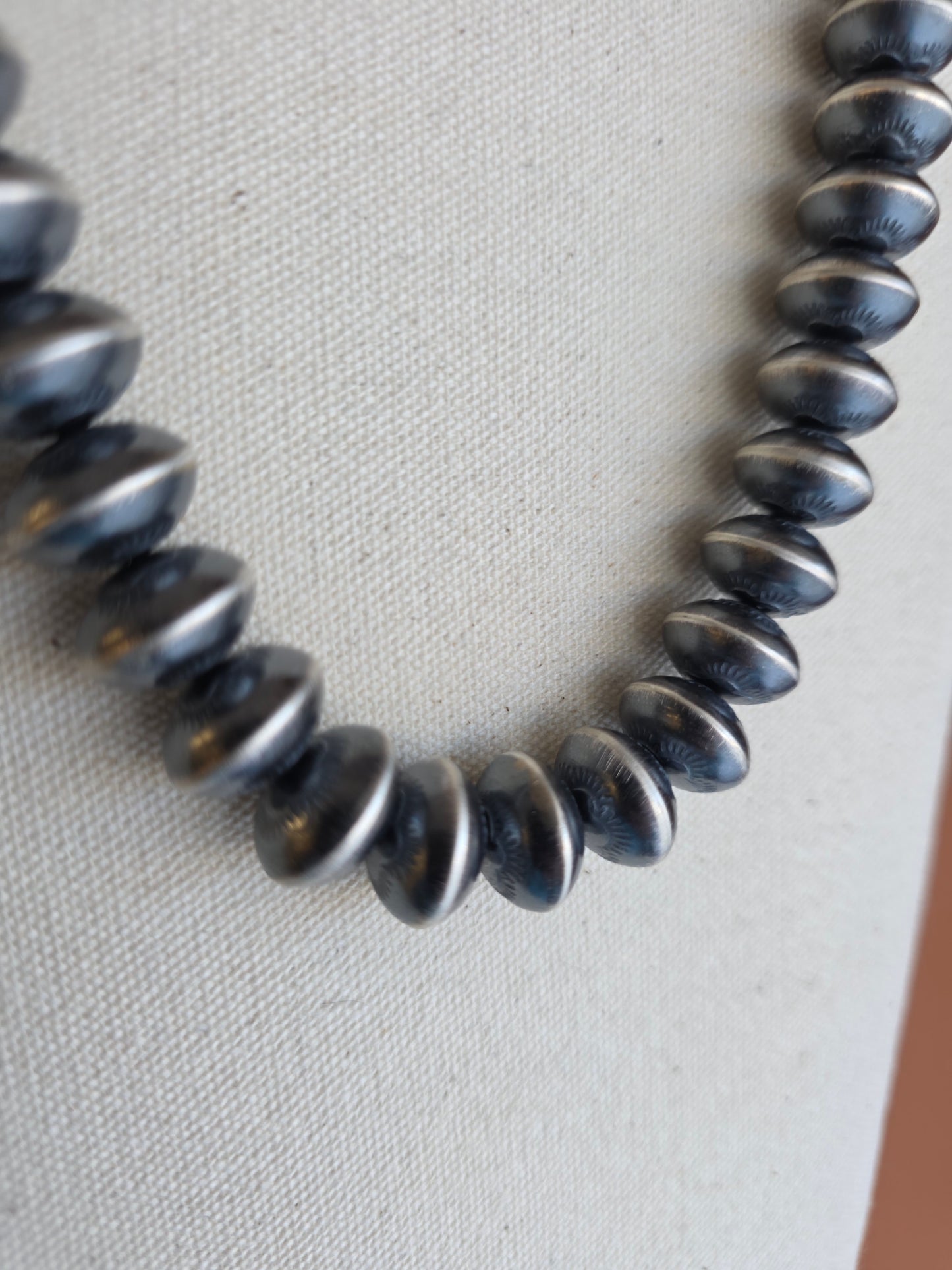 15mm Handmade Navajo Sterling Saucer Pearls by Michelle Jameson