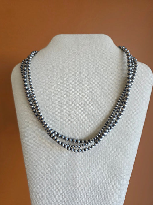 3-Strand 4-6mm Sterling Silver Necklace - 20"