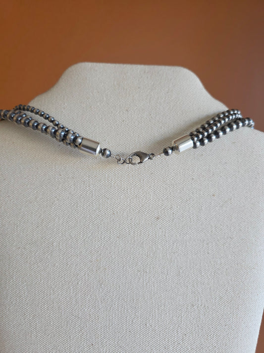 3-Strand 4-6mm Sterling Silver Necklace - 20"