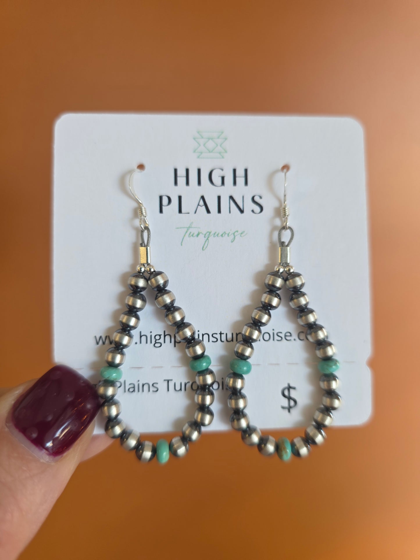 Sterling Silver and Turquoise Beaded Teardrop Earrings