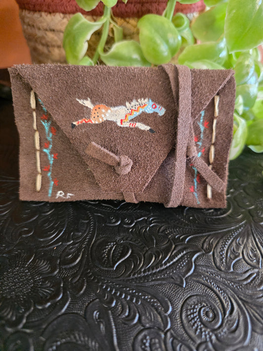 Hand Painted Suede Keepsake Wallet by Roslan Fitchner