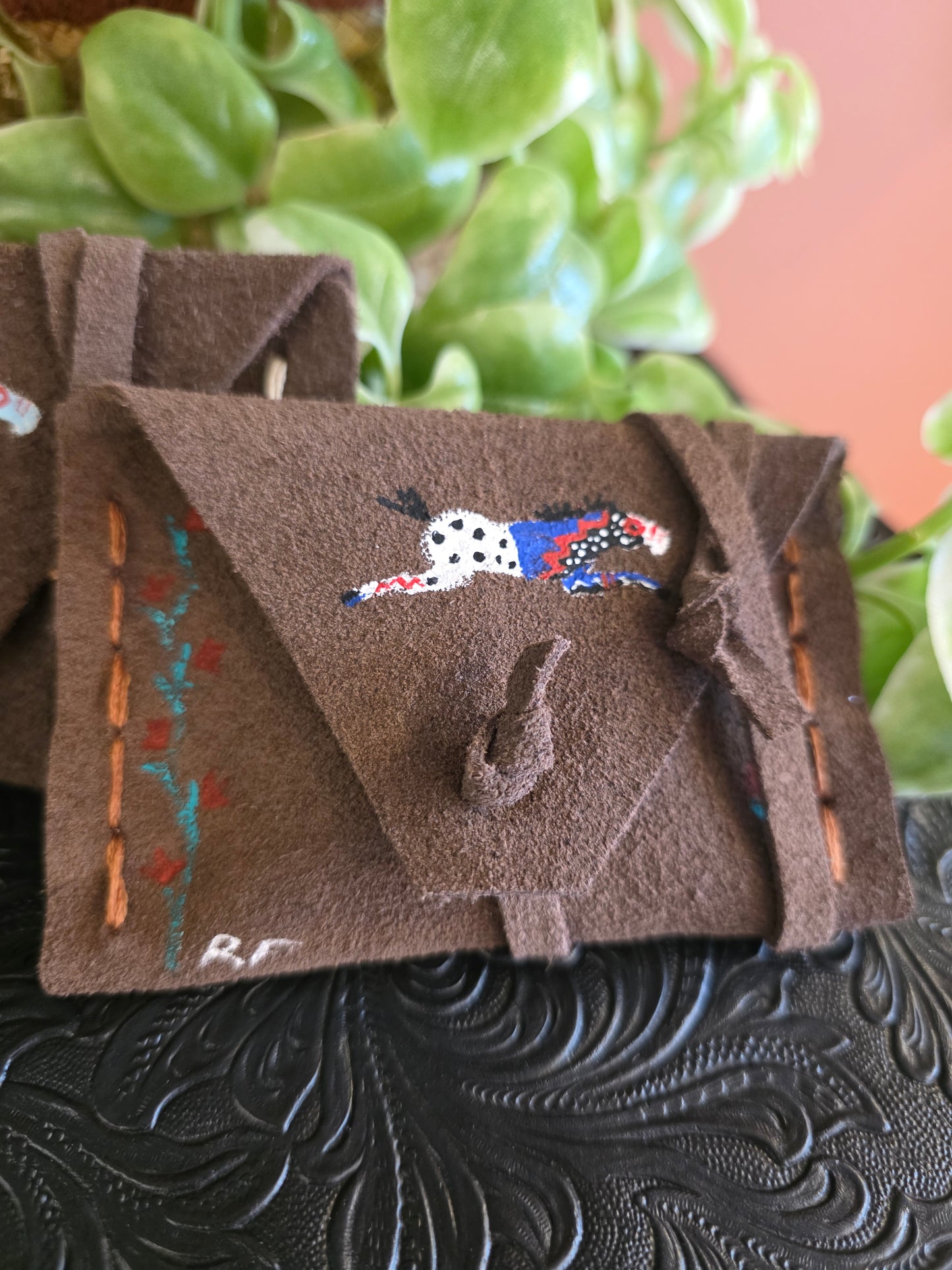 Hand Painted Suede Keepsake Wallet by Roslan Fitchner