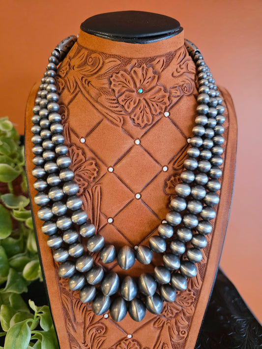 Rose Martin Handmade 3-Strand Sterling Silver Navajo Pearls