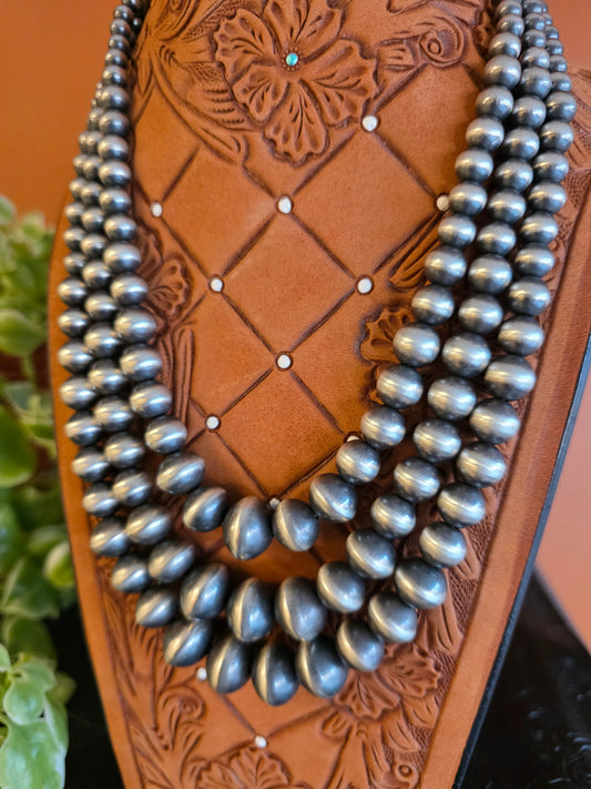 Rose Martin Handmade 3-Strand Sterling Silver Navajo Pearls