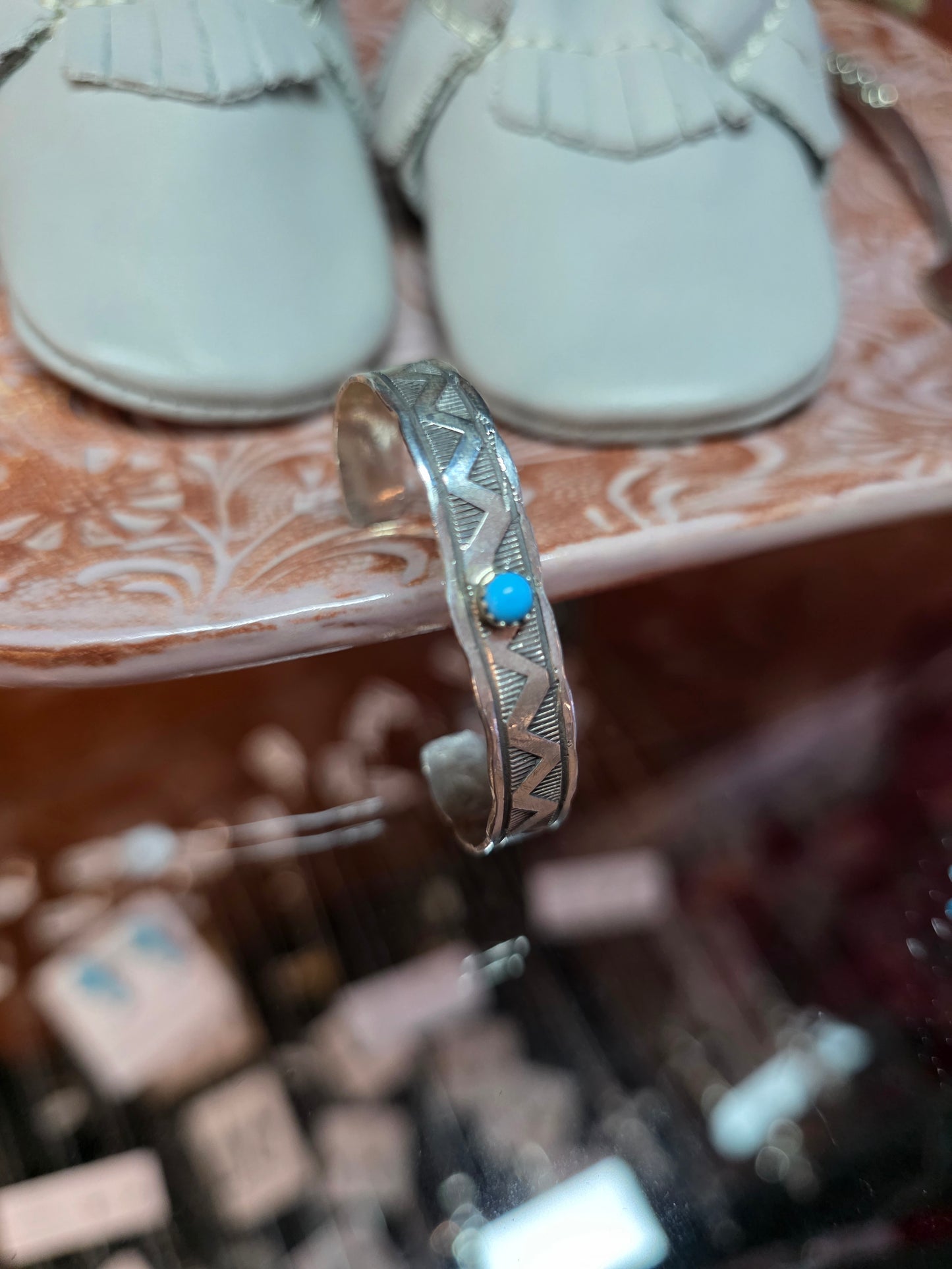 Sterling Silver Baby Bracelet with Turquoise Accent