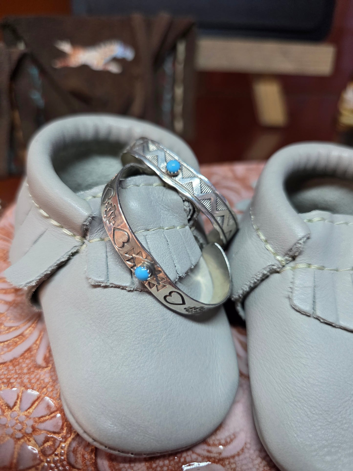 Sterling Silver Baby Bracelet with Turquoise Accent