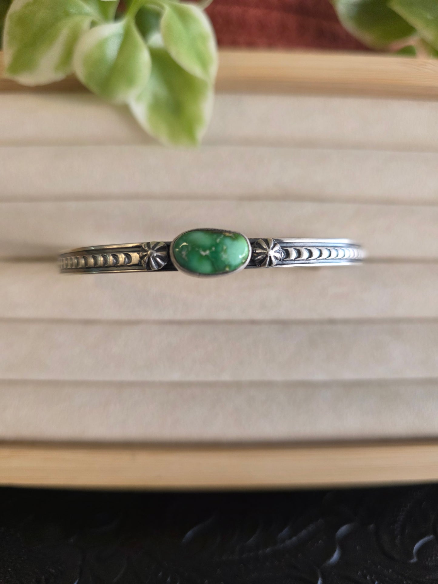 Solid Sterling Silver Sonoran Gold Turquoise Stacker Cuff