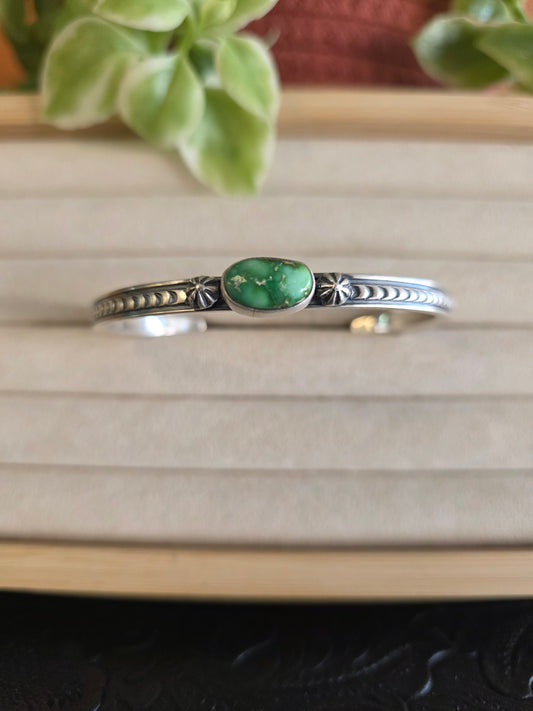 Solid Sterling Silver Sonoran Gold Turquoise Stacker Cuff