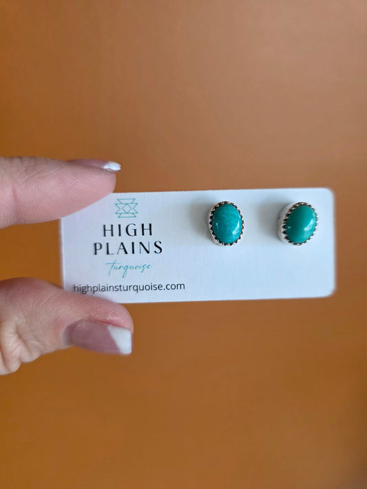 Smooth Bezel Kingman Turquoise Stud Earrings
