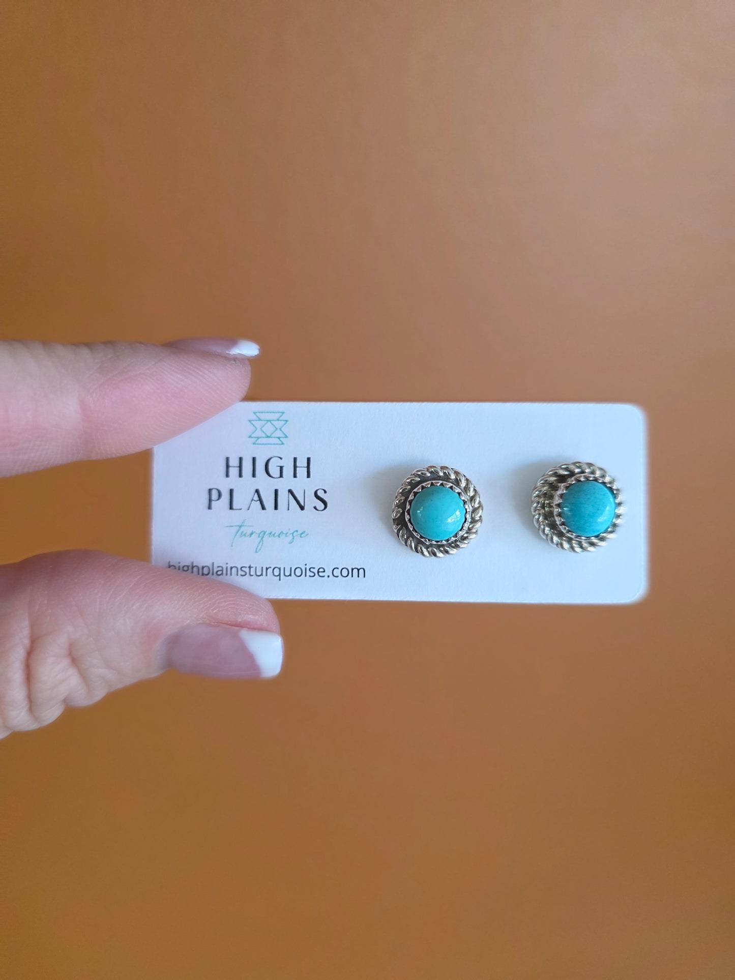 11mm Turquoise Earrings with Sterling Rope Accent