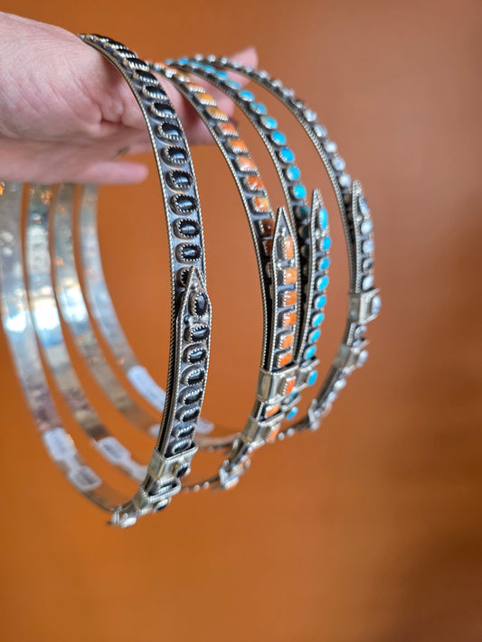 Multi-Stone Sterling Silver Adjustable Hat Band