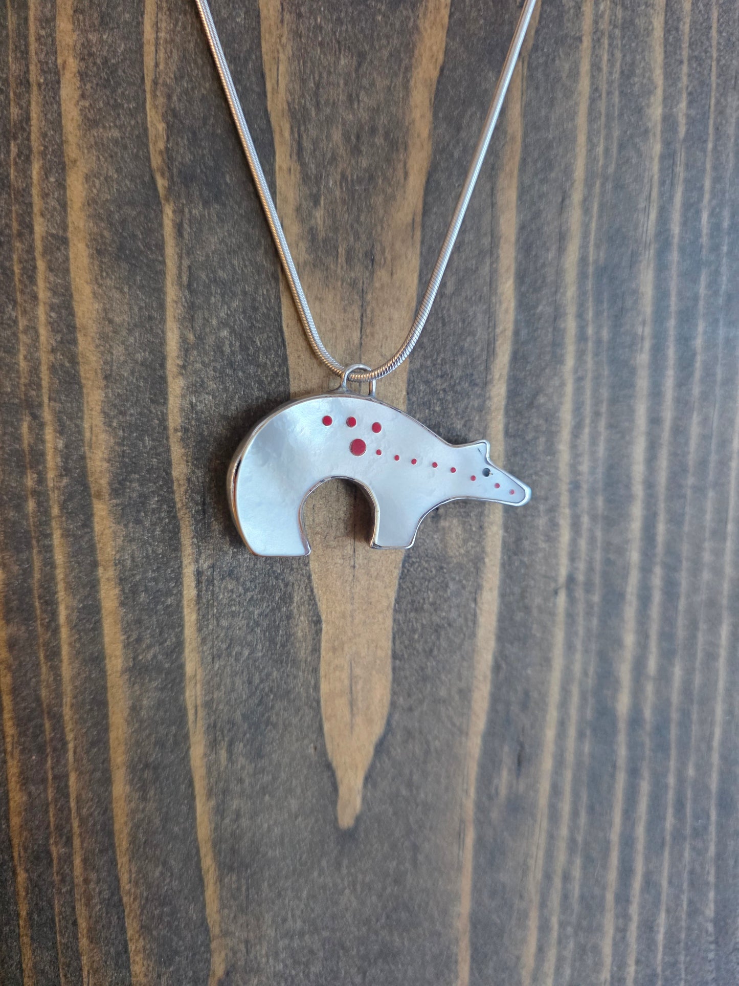 Vintage Zuni Sterling Silver Two-Sided Bear Pendant Necklace