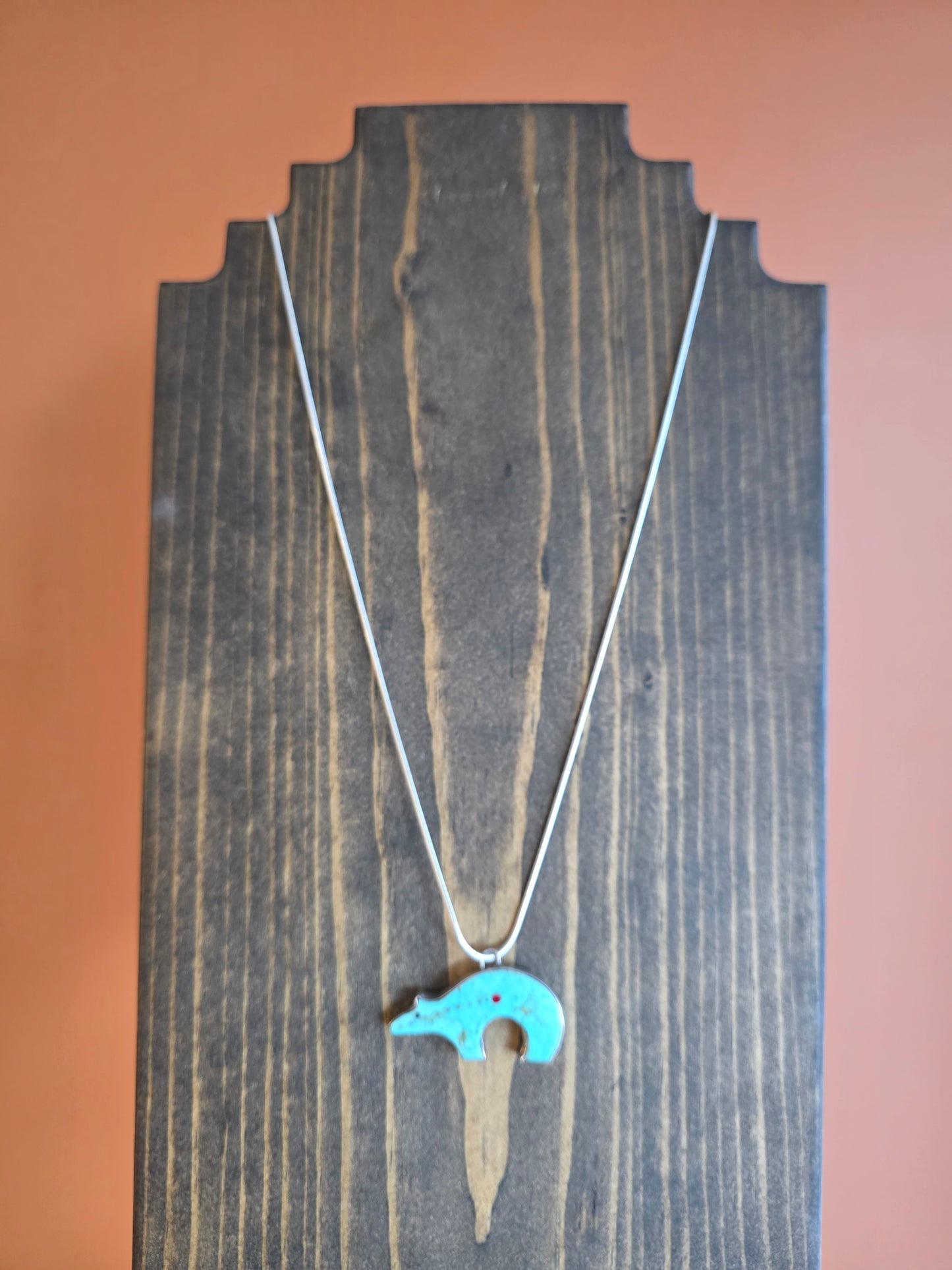 Vintage Zuni Sterling Silver Two-Sided Bear Pendant Necklace