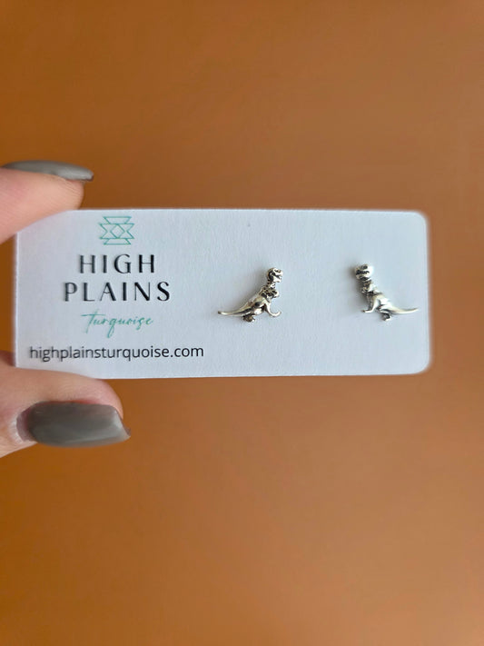 Sterling Silver Tyrannosaurus Rex Earrings