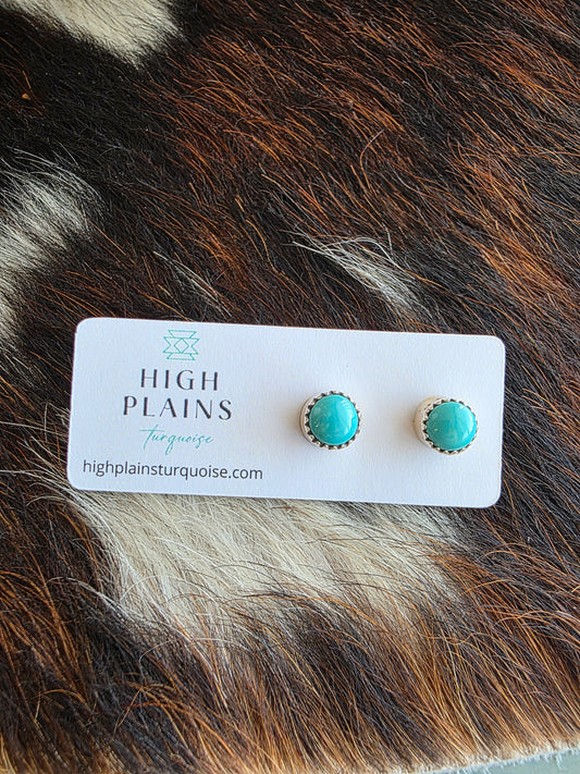 8mm Kingman Turquoise Studs