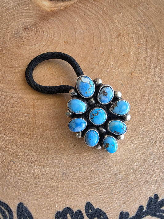 Golden Hills Turquoise Cluster Hair Tie