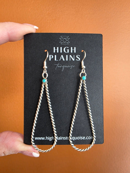 Twisted Sterling Turquoise Drop Earrings