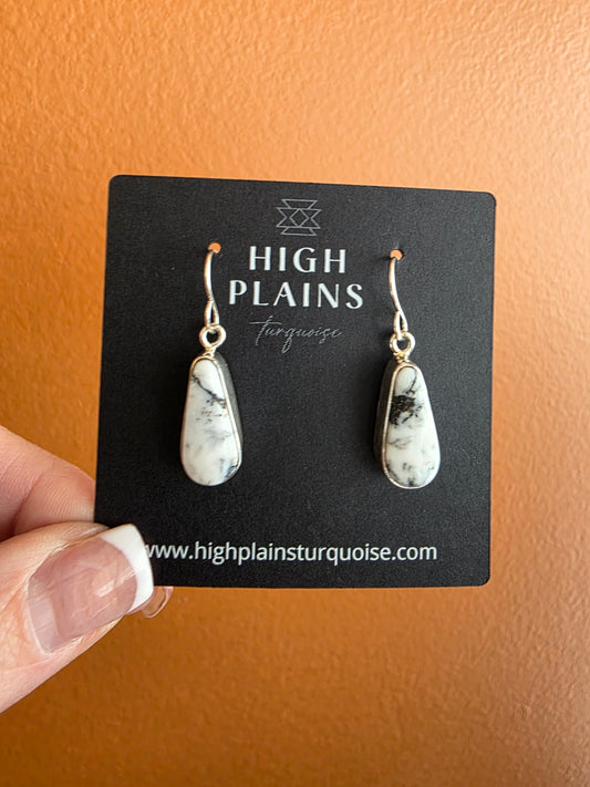 White Buffalo Freeform Teardrop Earrings