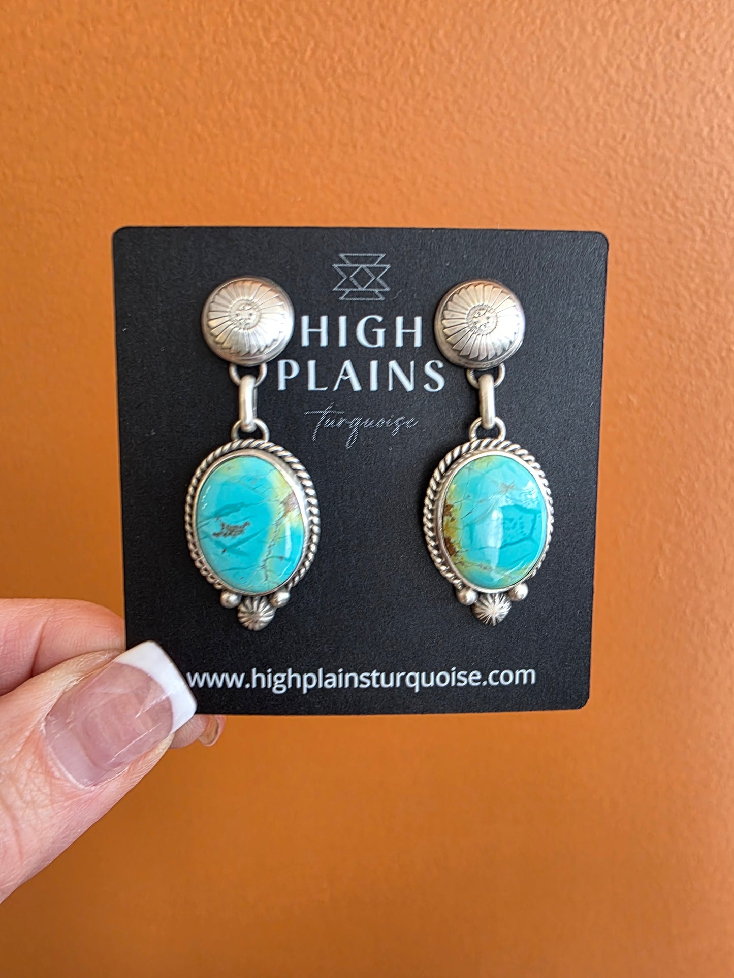 Kingman Turquoise Concho Drop Earrings