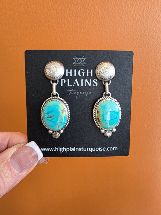 Kingman Turquoise Concho Drop Earrings