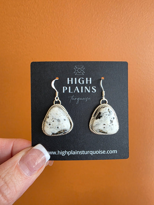 White Buffalo Triangle Drop Earrings