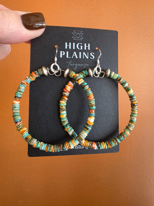 Multi Stone Fiesta Heishi Hoops