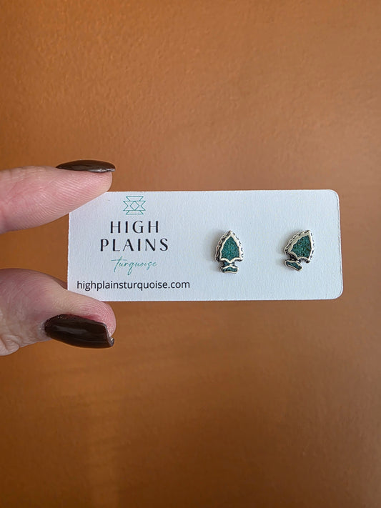 Turquoise Inlay Arrowhead Earrings