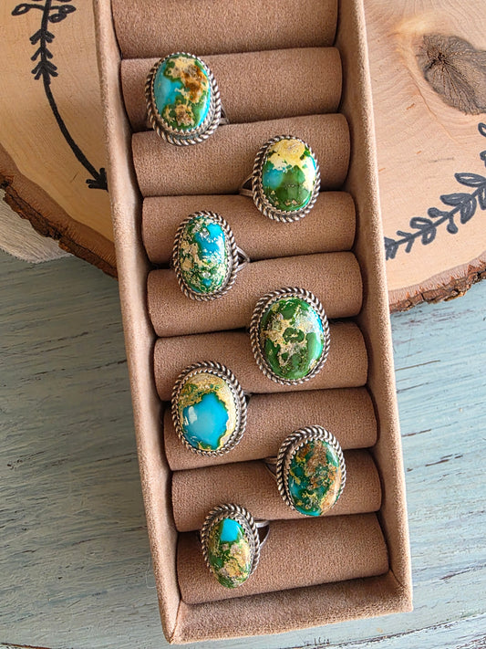 Twisted Rope Sonoran Gold Turquoise Ring