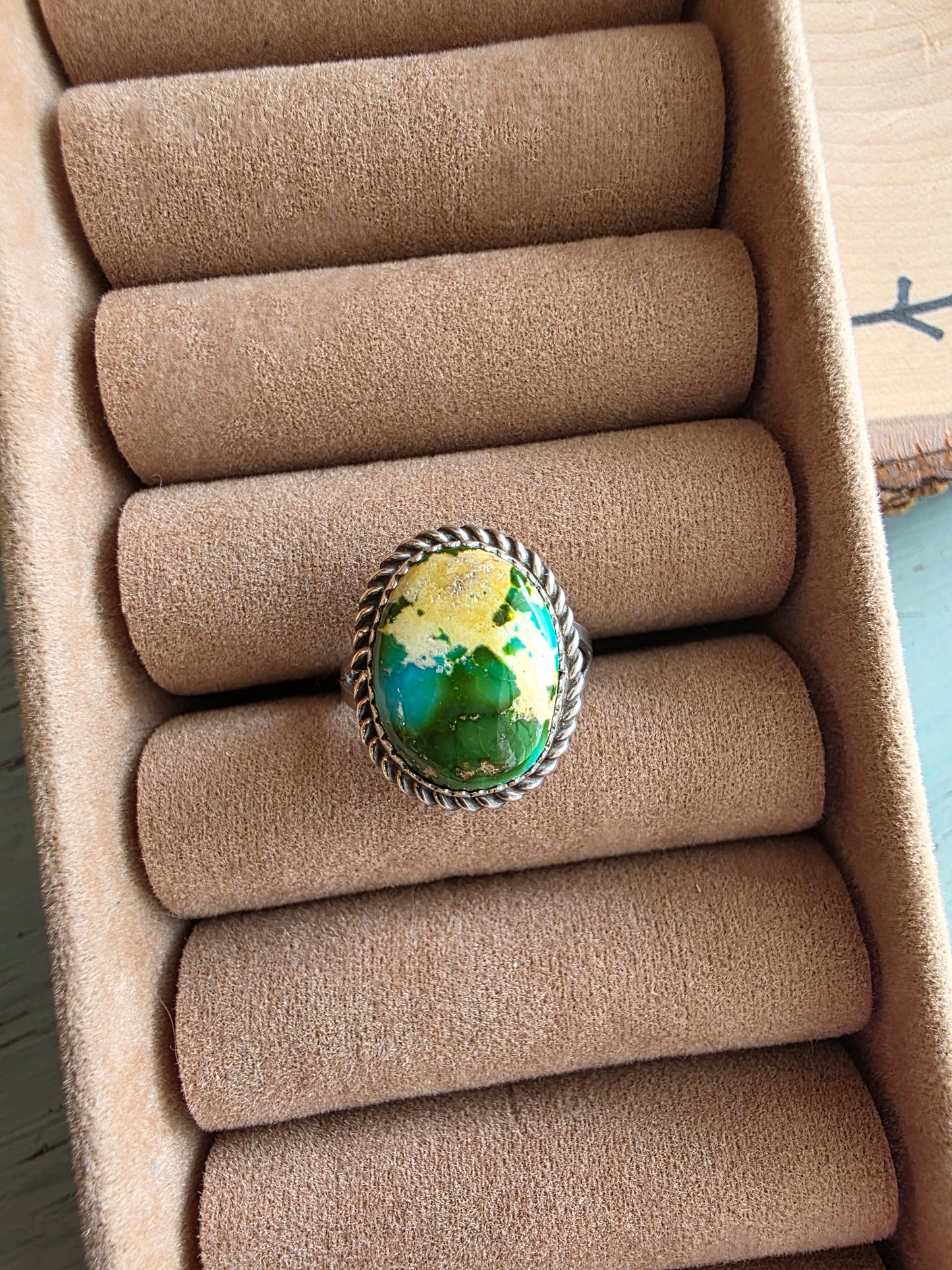 Twisted Rope Sonoran Gold Turquoise Ring