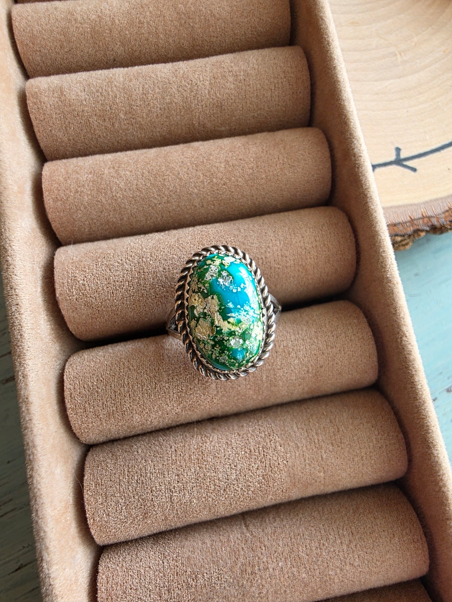 Twisted Rope Sonoran Gold Turquoise Ring