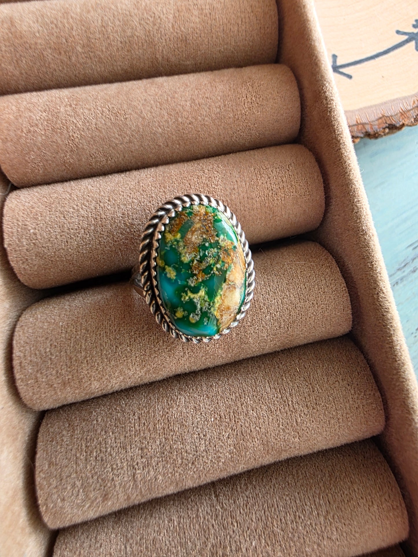 Twisted Rope Sonoran Gold Turquoise Ring