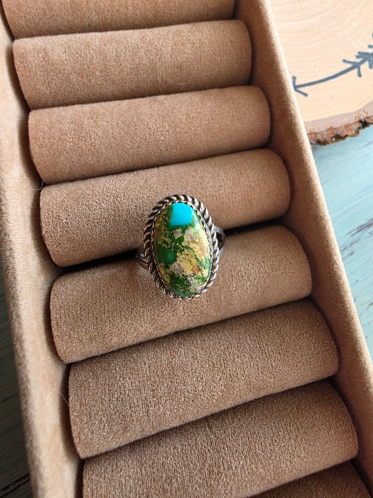 Twisted Rope Sonoran Gold Turquoise Ring