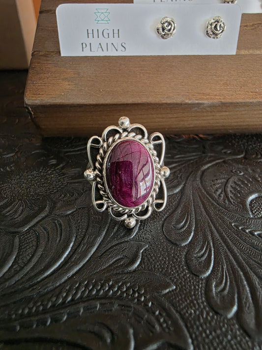 Sterling Embellished Purple Spiny Ring