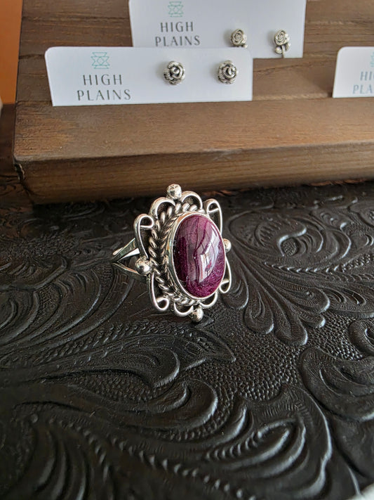 Sterling Embellished Purple Spiny Ring