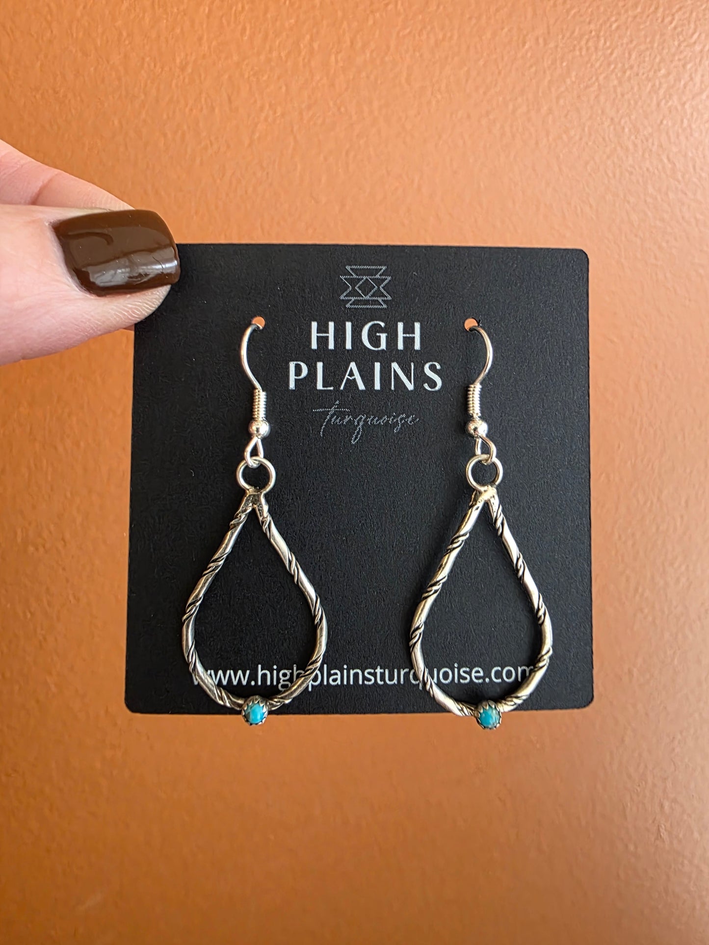 Petite Sterling Twisted Rope Turquoise Earrings