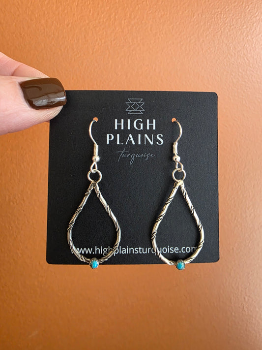 Petite Sterling Twisted Rope Turquoise Earrings