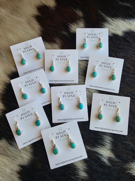 Serrated Bezel Kingman Turquoise French Wire Earrings