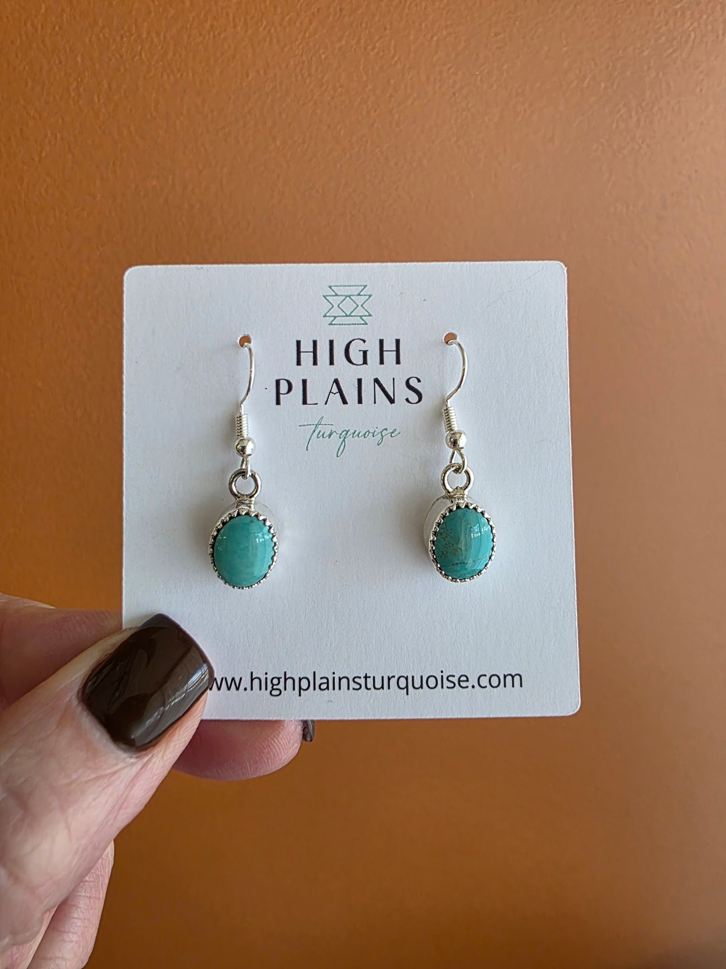 Serrated Bezel Kingman Turquoise French Wire Earrings