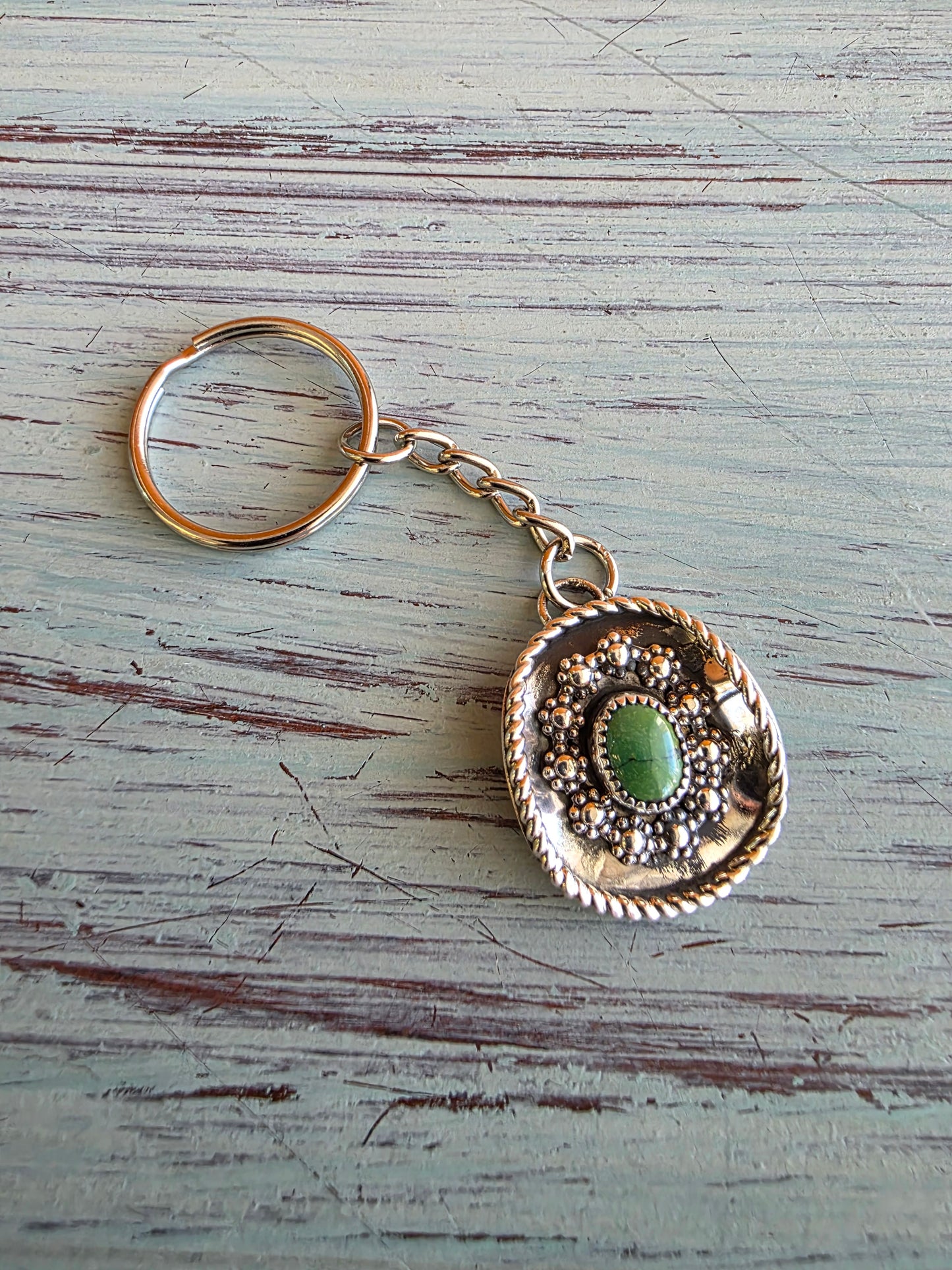 Navajo Handmade Sterling Silver Kingman Cowboy Hat Keychain