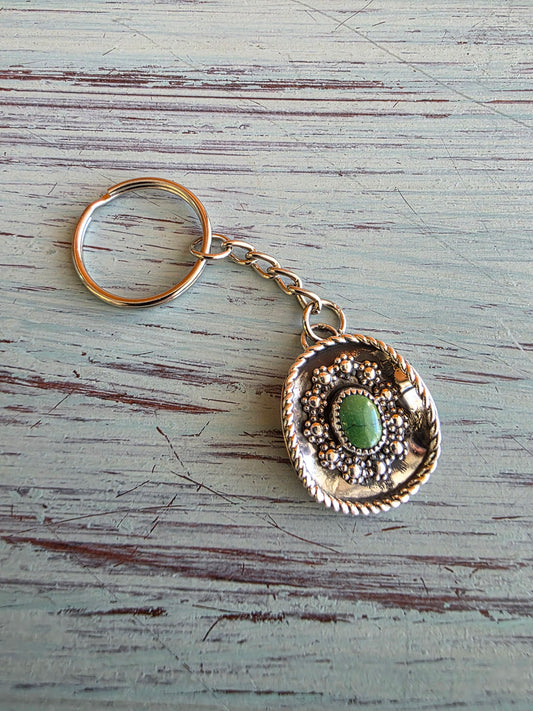 Navajo Handmade Sterling Silver Kingman Cowboy Hat Keychain