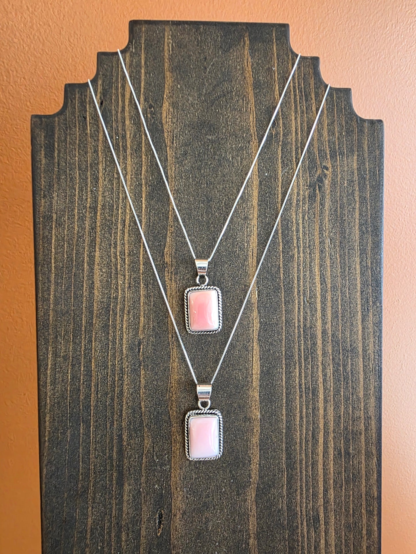 Sterling Rope Pink Conch Pendant Necklace