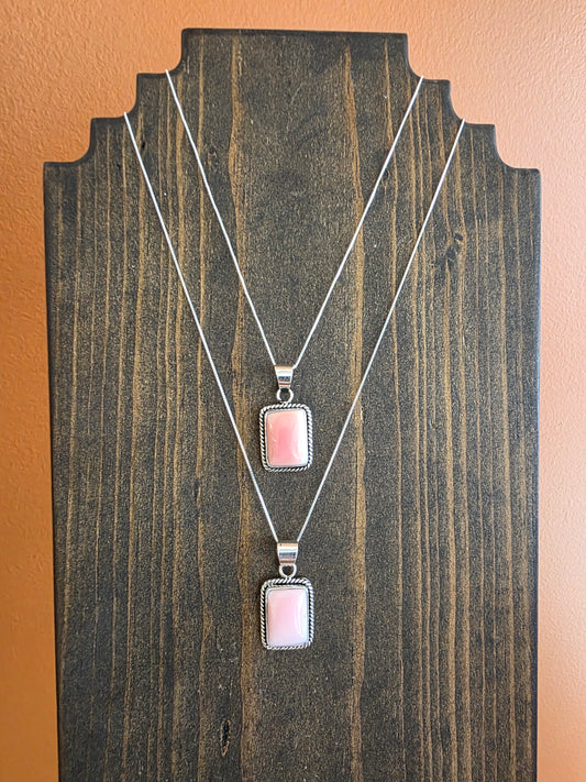 Sterling Rope Pink Conch Pendant Necklace