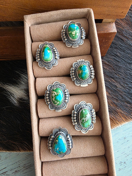 Sterling Silver Sonoran Gold Turquoise Scalloped Ring