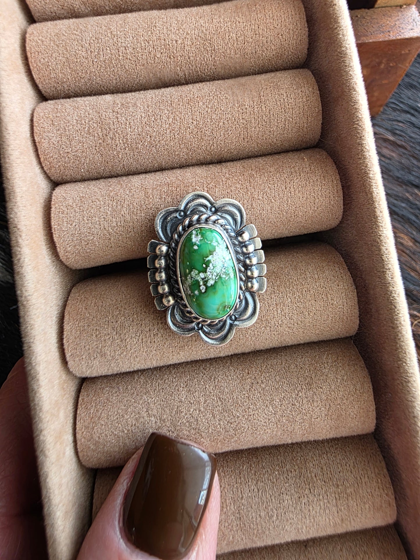 Sterling Silver Sonoran Gold Turquoise Scalloped Ring