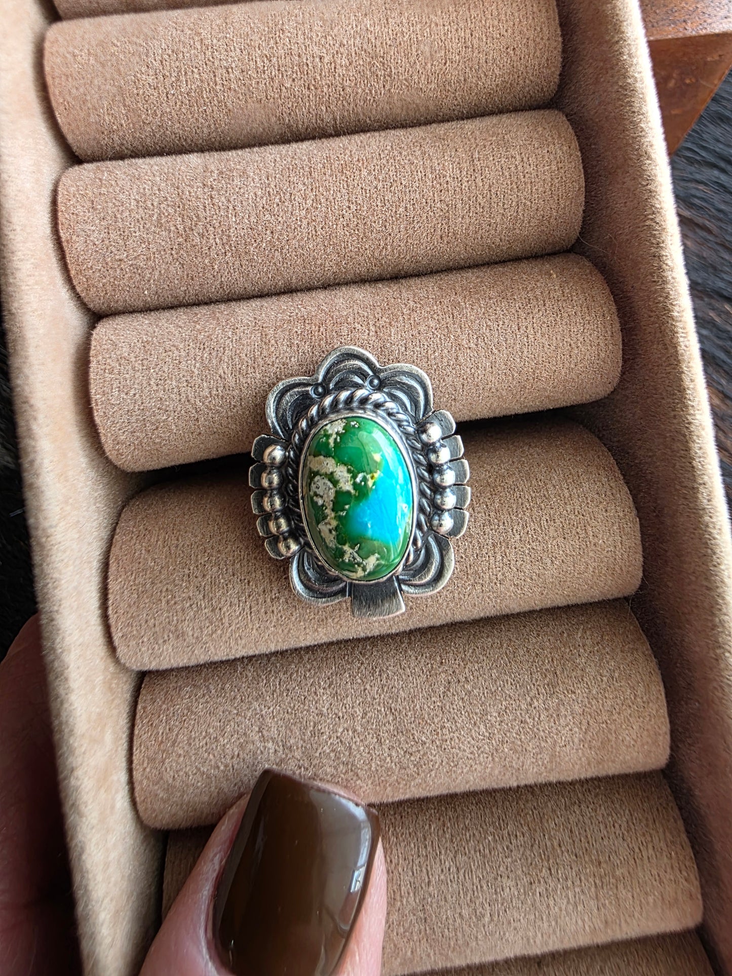 Sterling Silver Sonoran Gold Turquoise Scalloped Ring