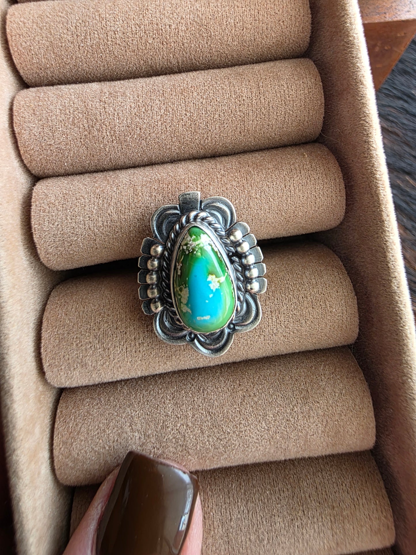Sterling Silver Sonoran Gold Turquoise Scalloped Ring