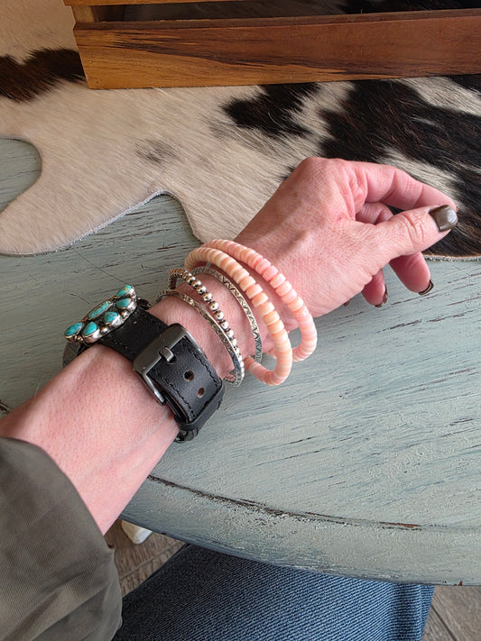 Pink Conch Shell Beaded Stretch Bracelet