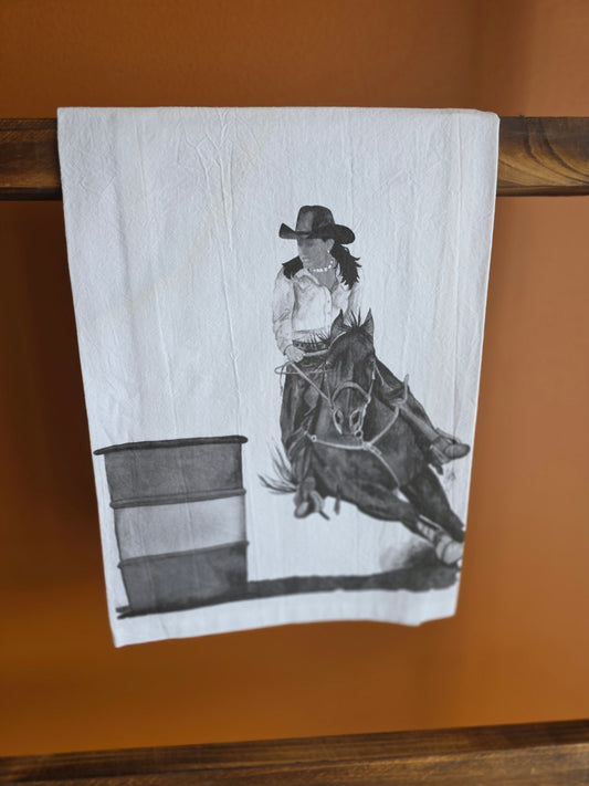 Barrel Racin' Tea Towel (Assorted Colors)