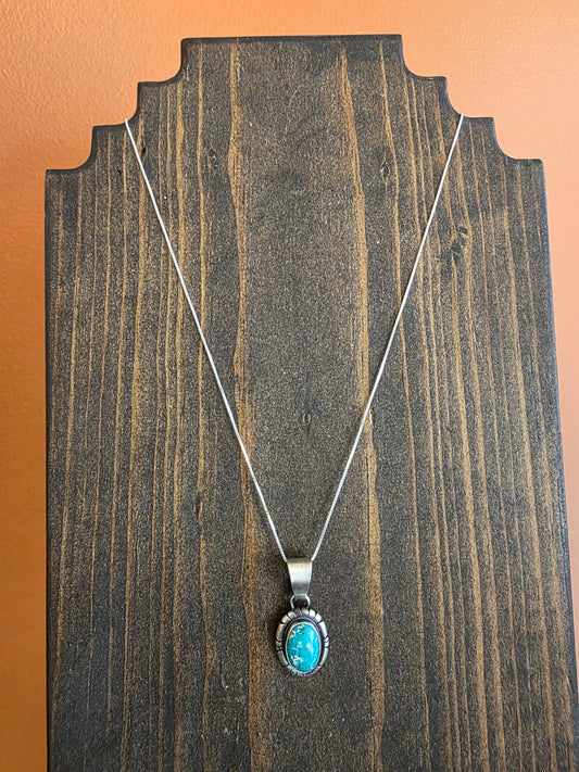 Carico Lake Turquoise Sawtooth Bezel Pendant Necklace